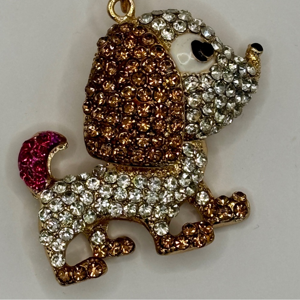NWOT Crystal Dog Purse Charm with Gold, Silver and Pink Rhinestone Accents!
